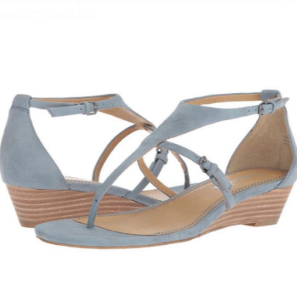 NWOT Splendid Brooklyn V-Strap Wedge Suede Sandal size 8 - Picture 1 of 8
